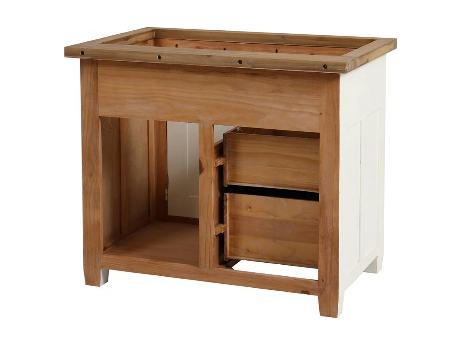 Meuble évier 1 porte 3 tiroirs Bois Blanc - Brocante Interior's