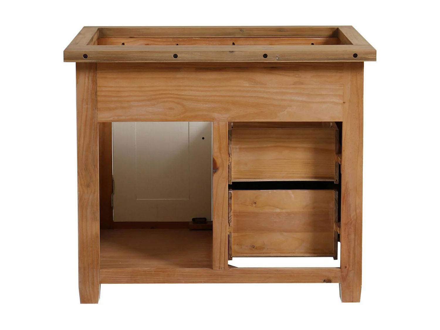 Meuble évier 1 porte 3 tiroirs Bois Blanc - Brocante Interior's