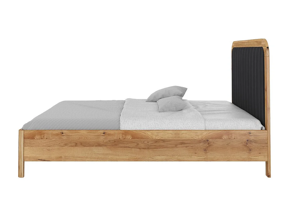 Łóżko dębowe Visby MODENA, 160X200,lakier naturalny/czarny