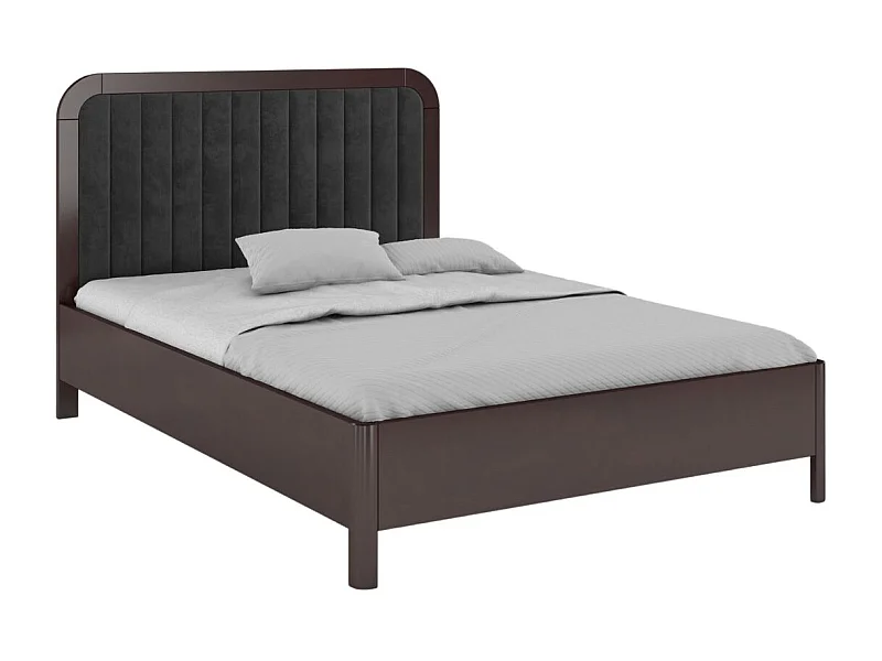 Massivholzbett Modena, gepolstertes kopfteil, buche - lackiert, palisanderfarbe/schwarz, 180x200