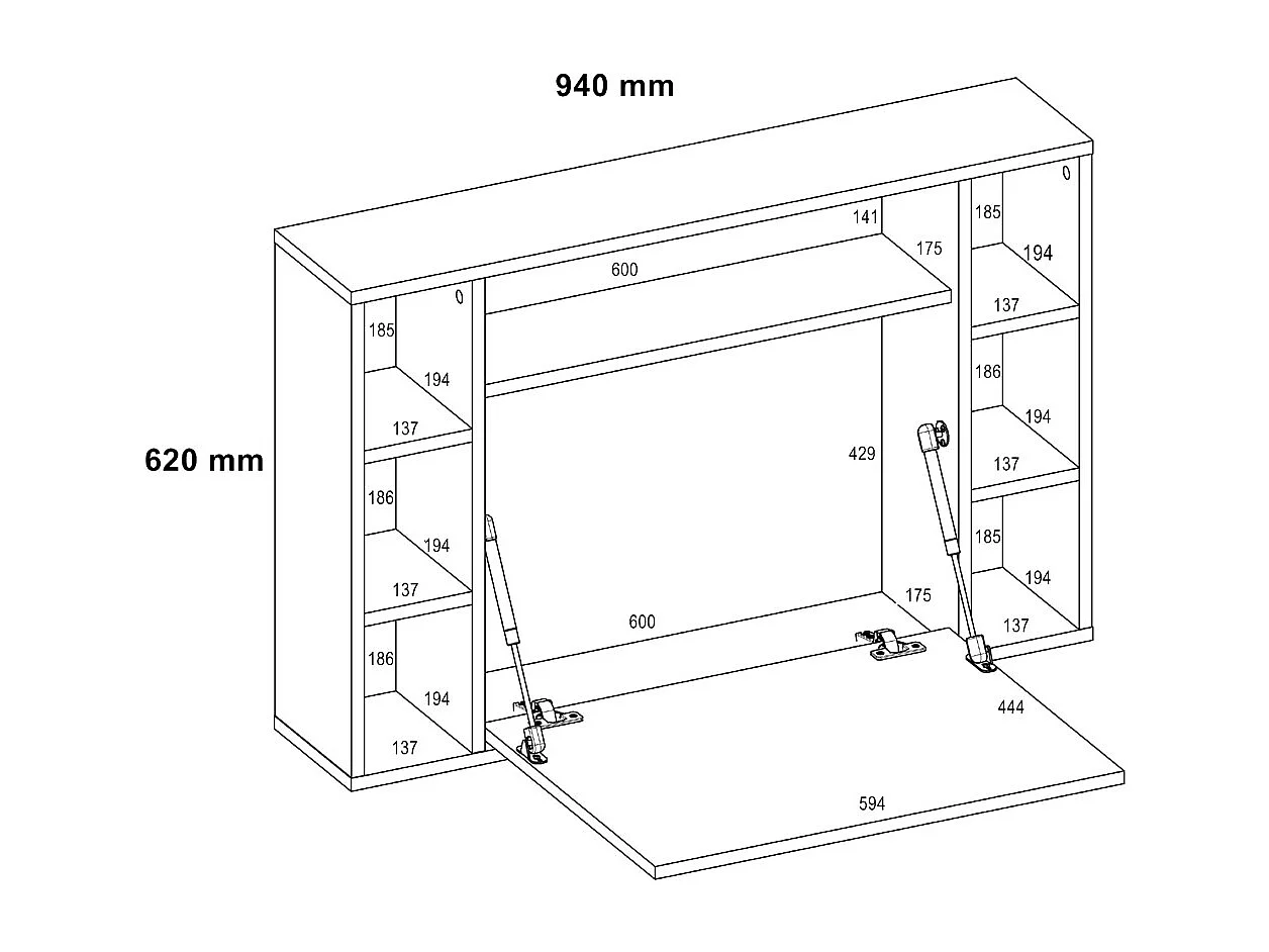 Hangend bureau MUSE Sonoma eiken / wit glanzend