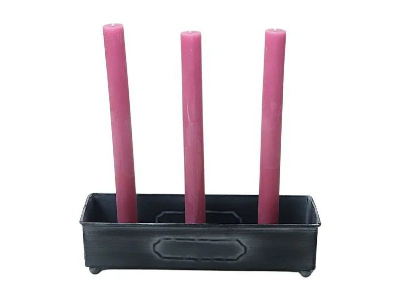 Porte bougies en métal gris 25.5 x 9.5 cm