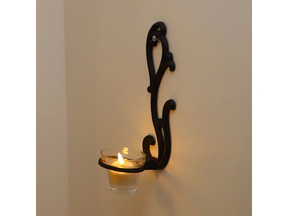 Bougeoir mural en fonte marron 25 x 10 cm