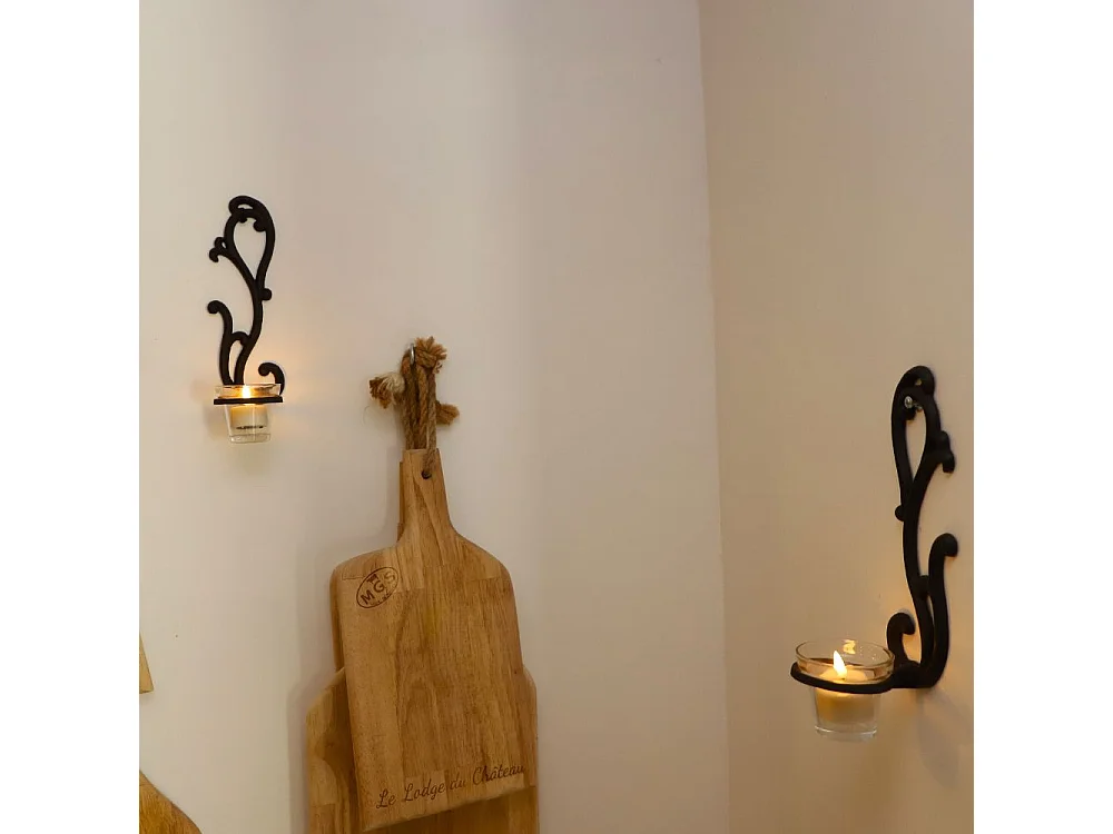 Bougeoir mural en fonte marron 25 x 10 cm