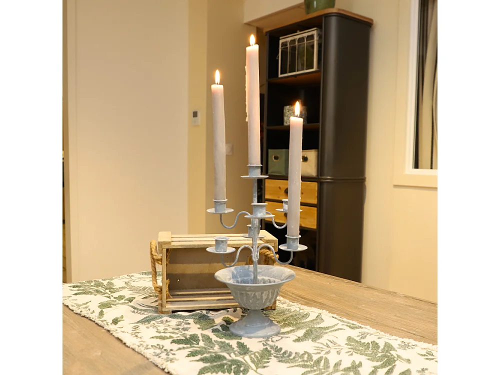 Bougeoir 7 branches en métal gris Ø.21 x 32 cm