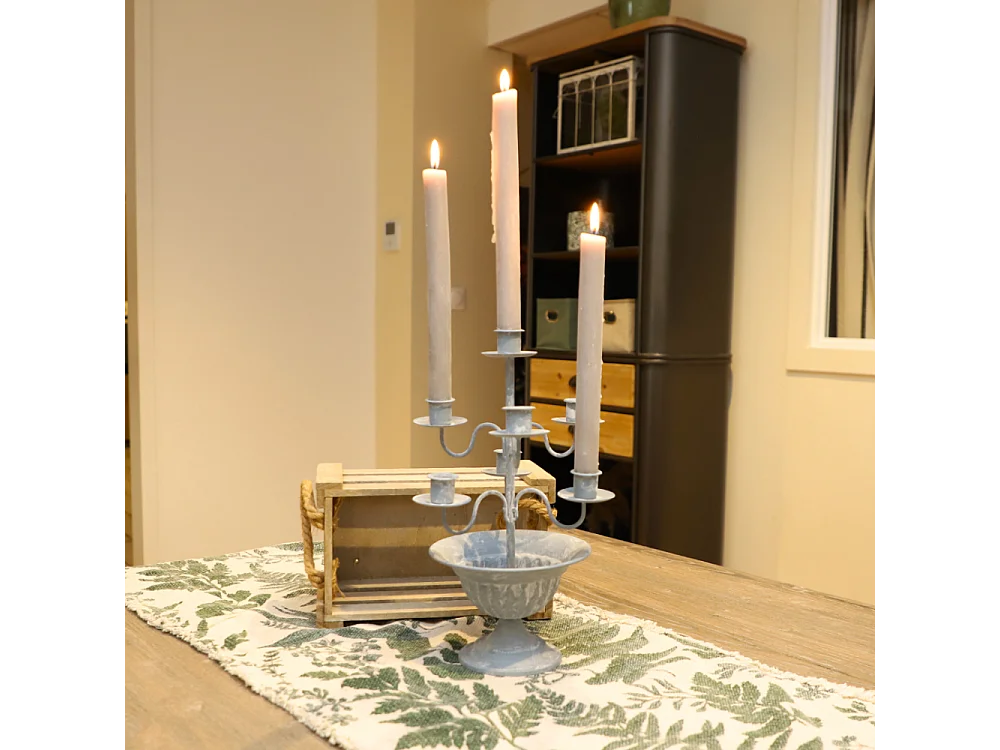 Bougeoir 7 branches en métal gris Ø.21 x 32 cm