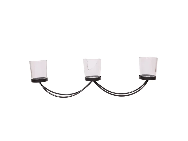 Photophore bougie Noël bougeoir lanterne métal verre noir 50cm