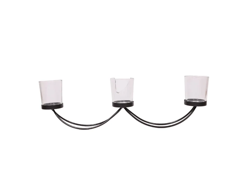 Photophore bougie Noël bougeoir lanterne métal verre noir 50cm