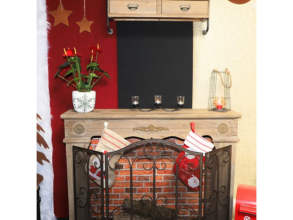 Photophore bougie Noël bougeoir lanterne métal verre noir 40cm