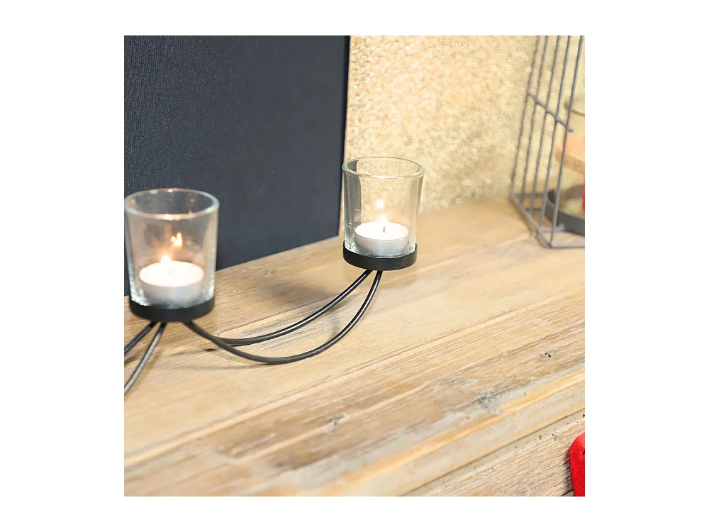 Photophore bougie Noël bougeoir lanterne métal verre noir 40cm