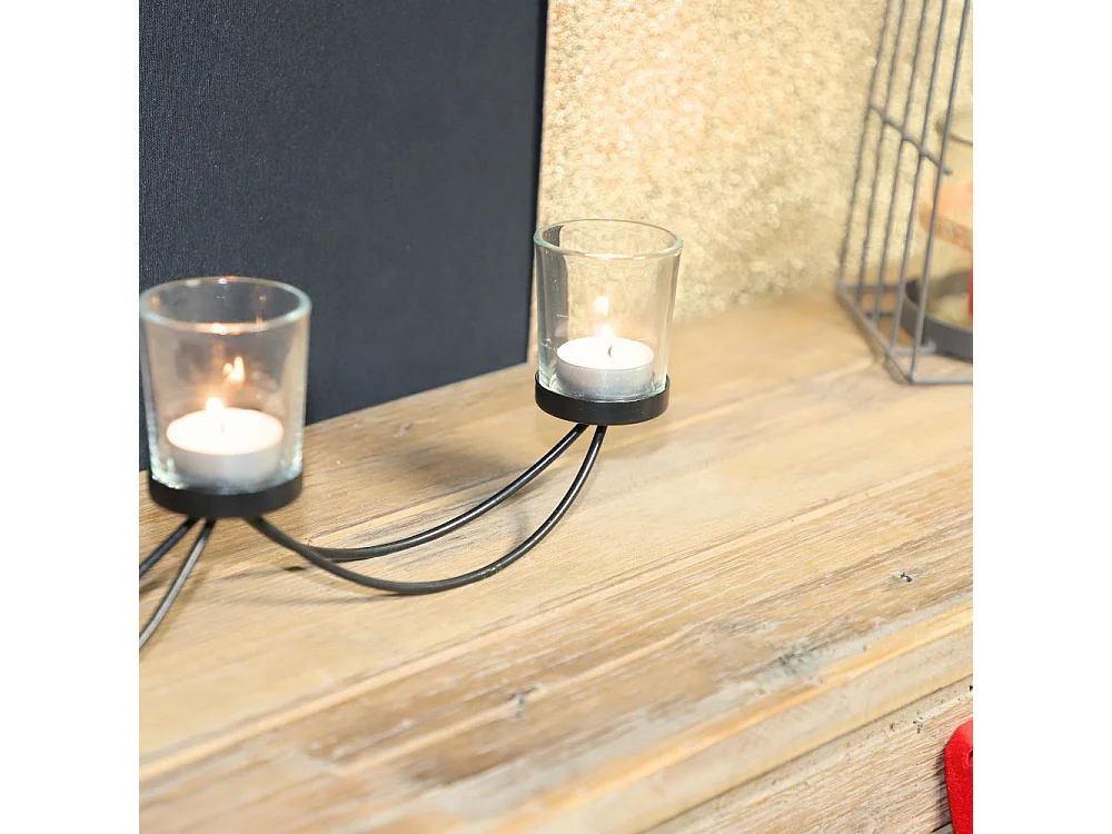 Photophore bougie Noël bougeoir lanterne métal verre noir 40cm