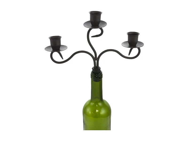 Bougeoir bouteille 3 supports en métal marron 23 x 16.5 cm