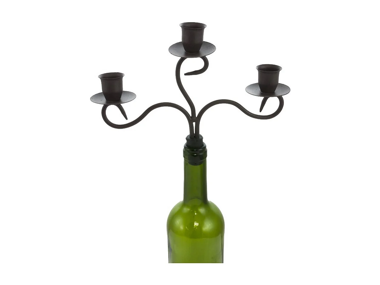 Bougeoir bouteille 3 supports en métal marron 23 x 16.5 cm