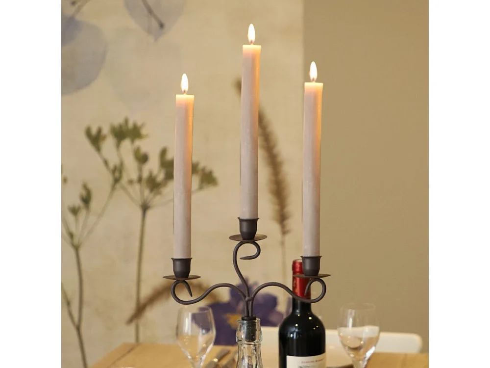 Bougeoir bouteille 3 supports en métal marron 23 x 16.5 cm