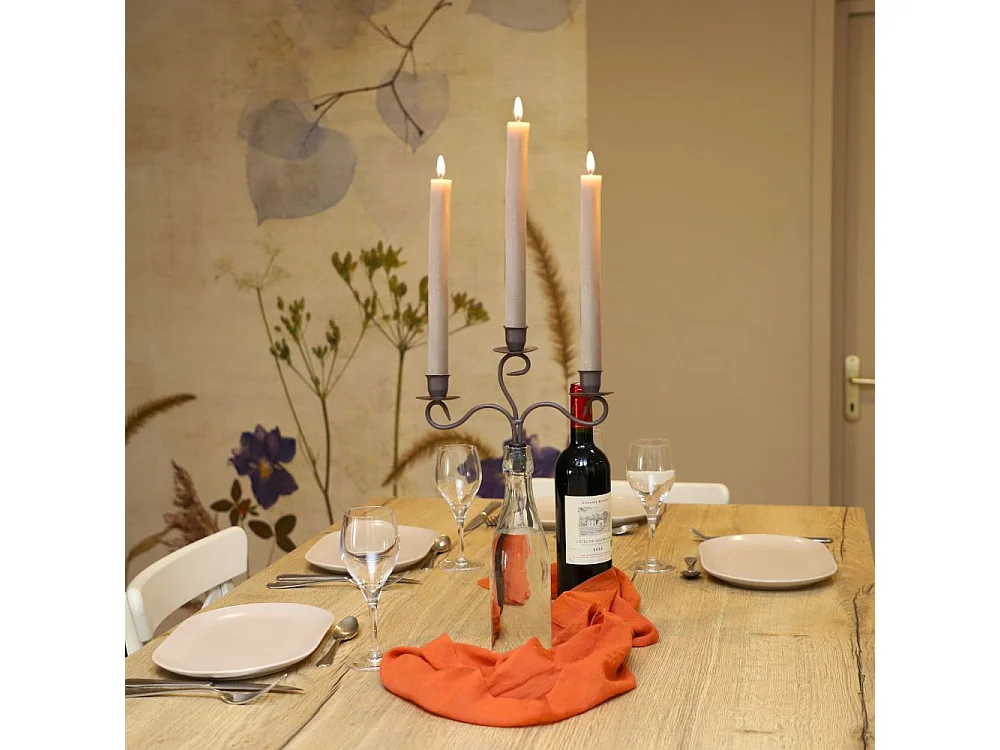 Bougeoir bouteille 3 supports en métal marron 23 x 16.5 cm