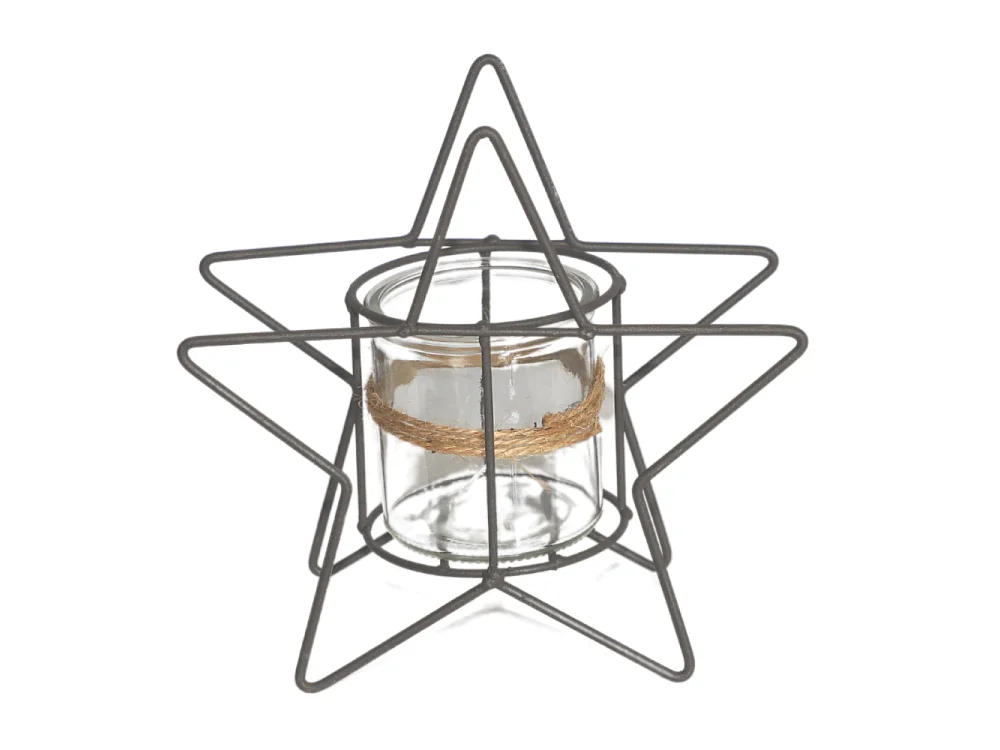 Photophore bougie bougeoir lanterne Noël jardin métal verre gris Ø20cm