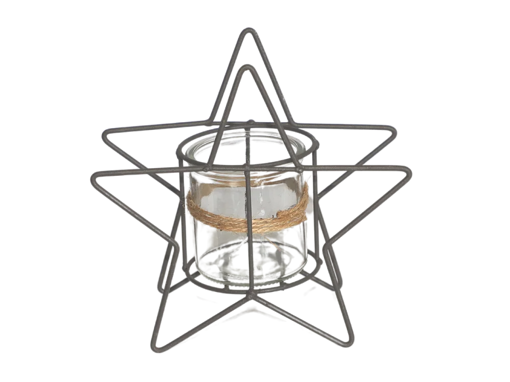 Photophore bougie bougeoir lanterne Noël jardin métal verre gris Ø20cm