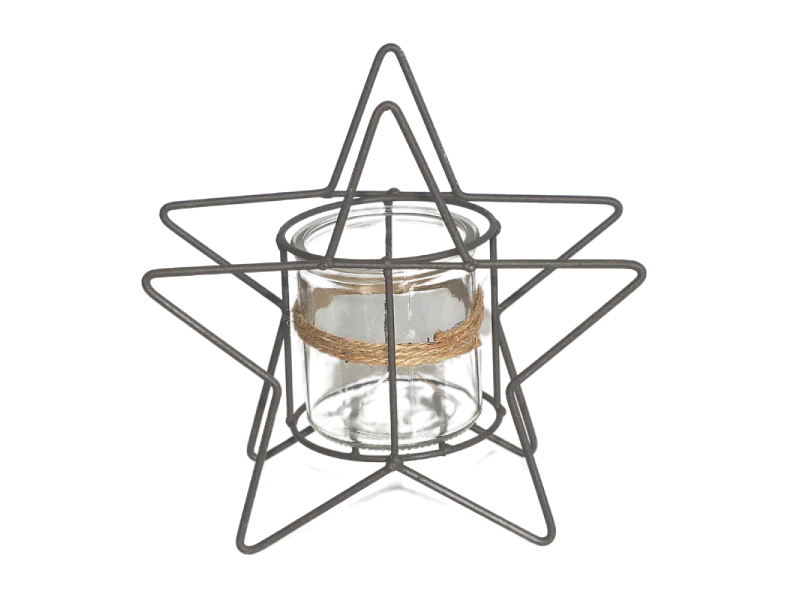 Photophore bougie bougeoir lanterne Noël jardin métal verre gris Ø20cm