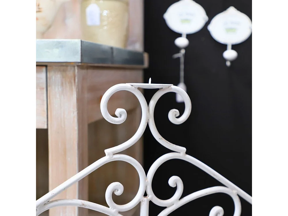 ~ Bougeoir sur pieds 3 bougies en métal blanc 62 x 87 cm