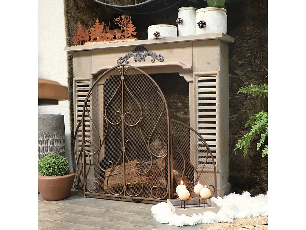 Bougeoir 4 supports en bois et métal marron 24 x 24 x 11