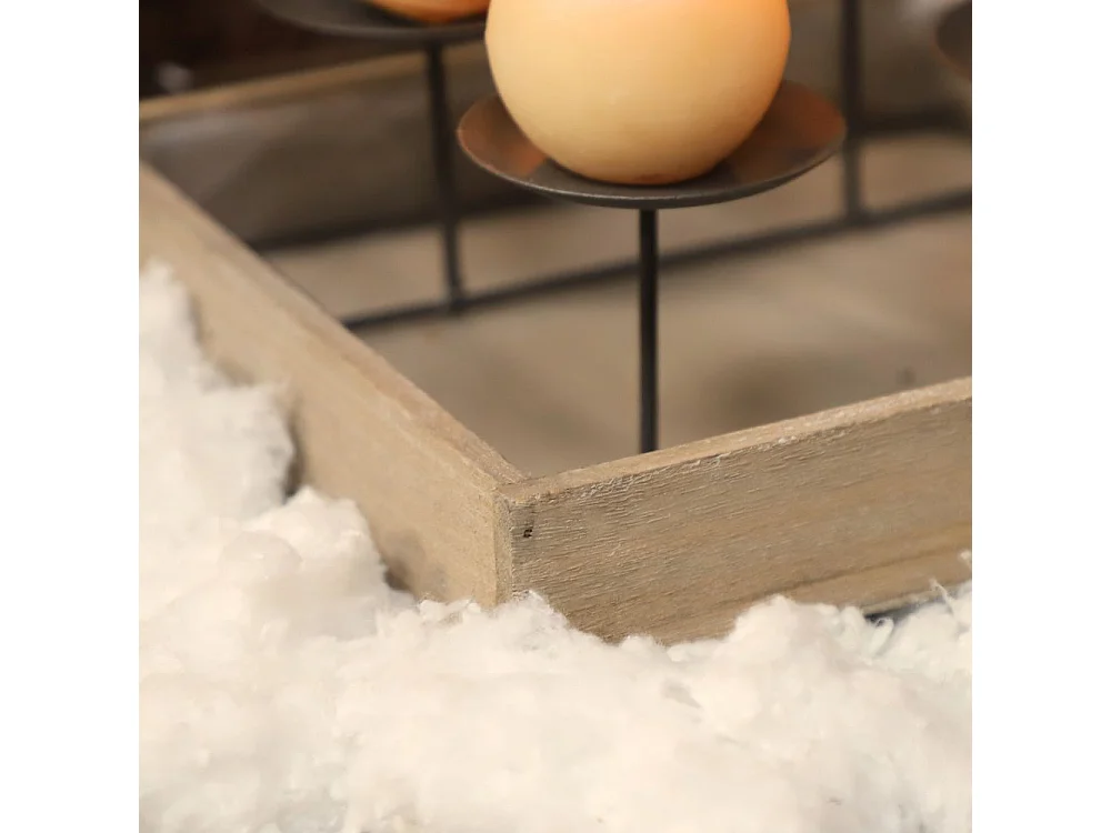 Bougeoir 4 supports en bois et métal marron 24 x 24 x 11