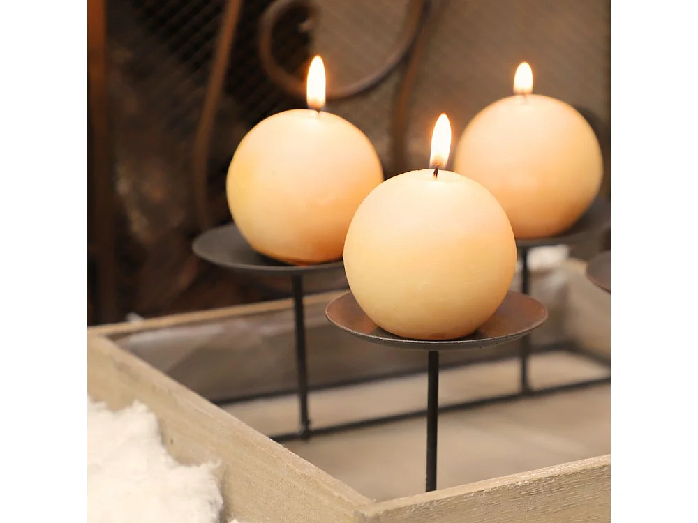 Bougeoir 4 supports en bois et métal marron 24 x 24 x 11