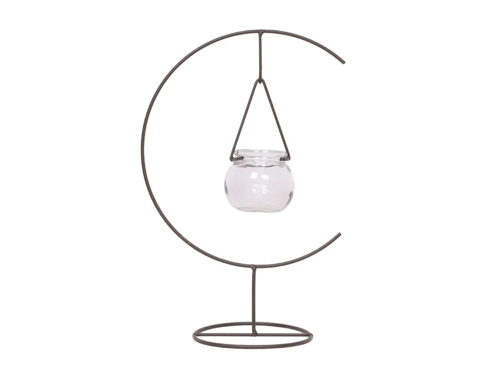 Photophore bougie bougeoir Noël métal verre gris 34cm