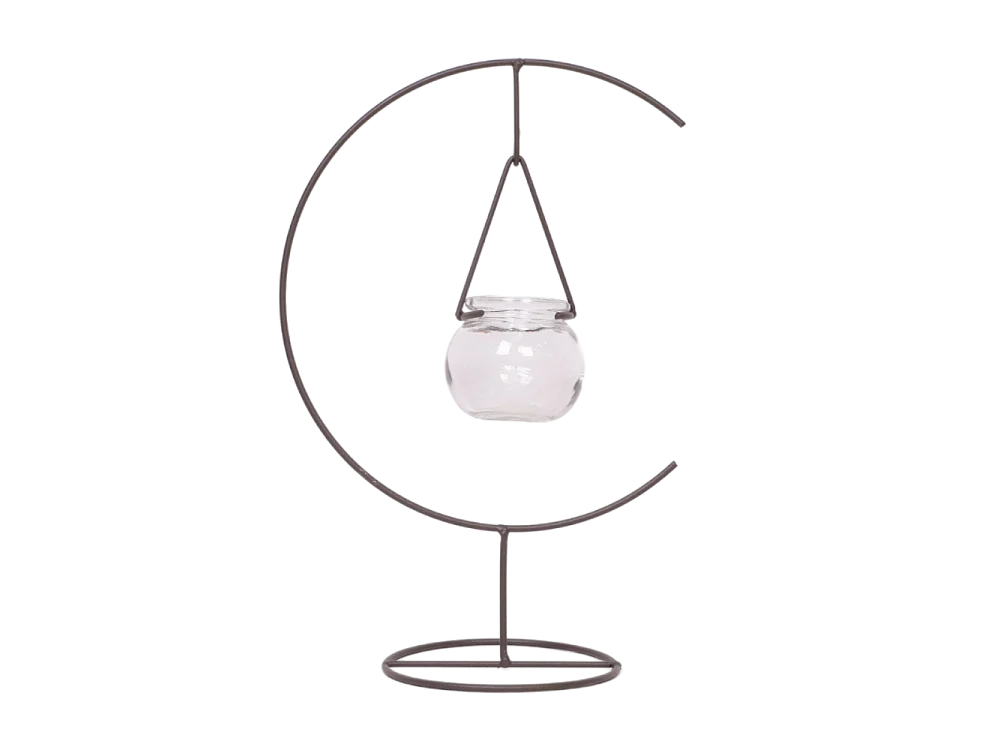 Photophore bougie bougeoir Noël métal verre gris 34cm