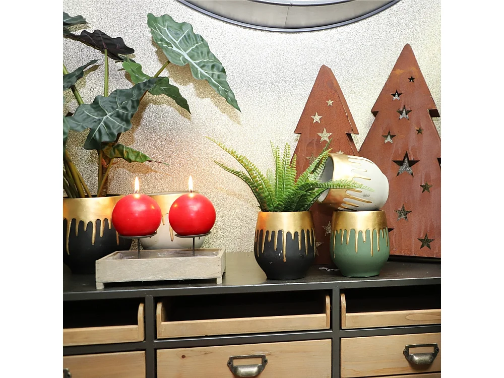 Bougeoir 2 supports en bois et métal marron 24 x 13 x 11 cm