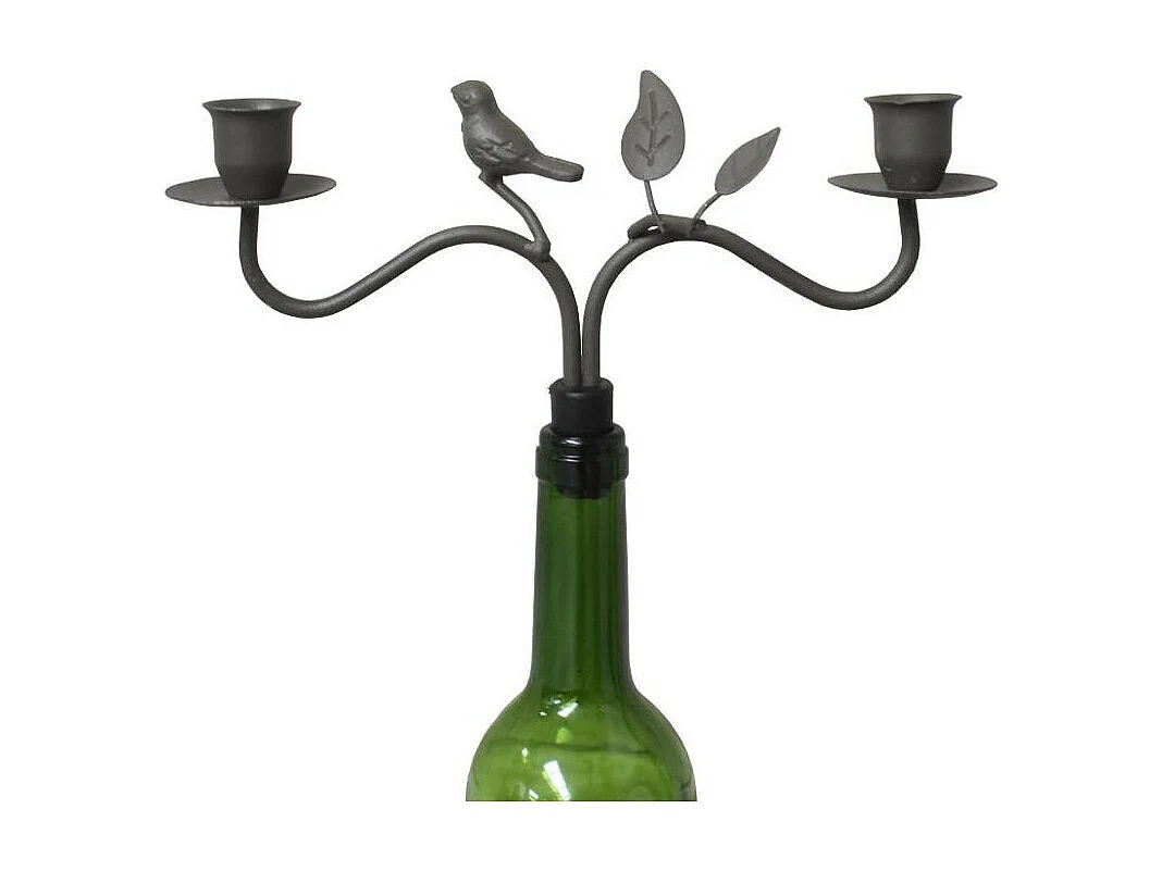 Bougeoir bouteille 2 supports en métal marron 22.5 x 16.5 cm