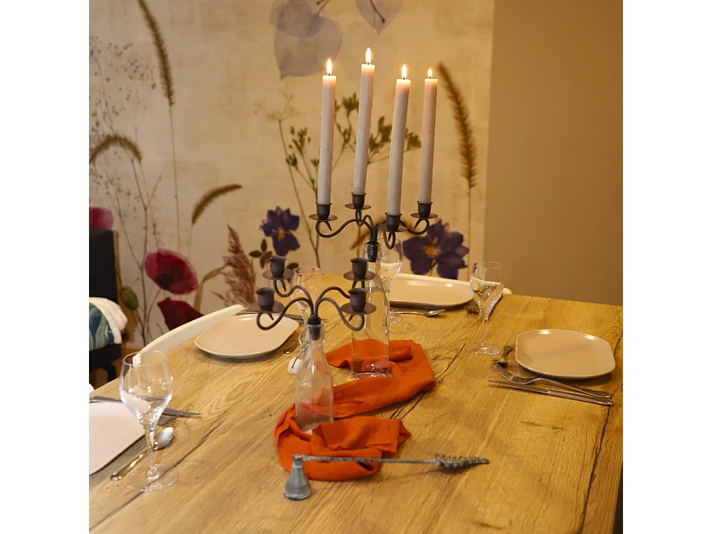 Bougeoir bouteille 4 supports en métal marron 25 x 25 cm