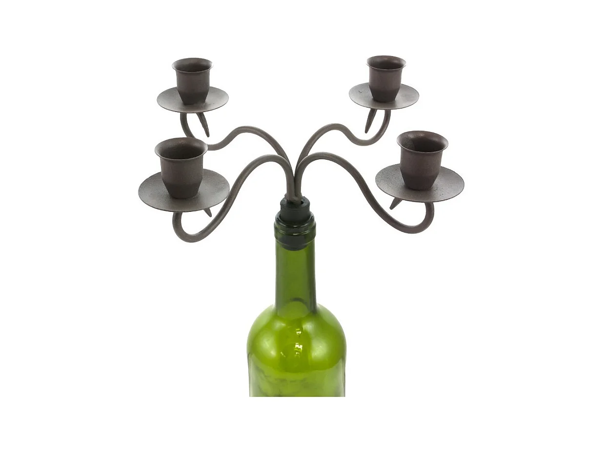 Bougeoir bouteille 4 supports en métal marron 25 x 25 cm