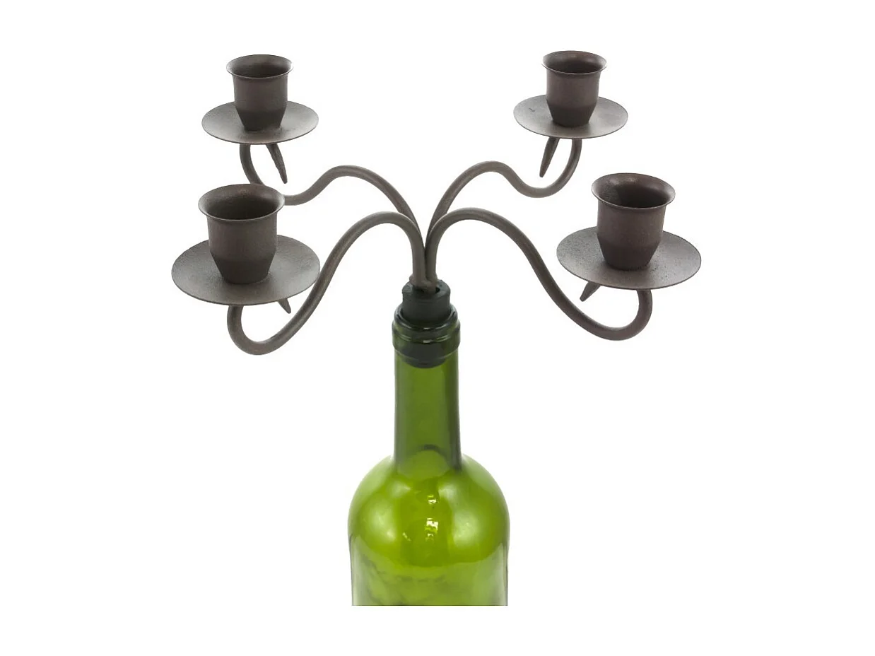 Bougeoir bouteille 4 supports en métal marron 25 x 25 cm