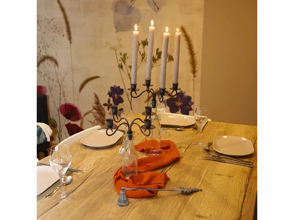 Bougeoir bouteille 4 supports en métal marron 25 x 25 cm