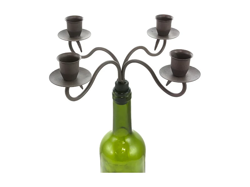 Bougeoir bouteille 4 supports en métal marron 25 x 25 cm