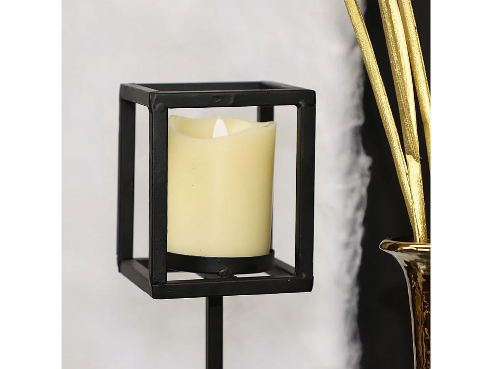 Bougeoir sur pied en métal noir 11 x 11 x 52.5cm