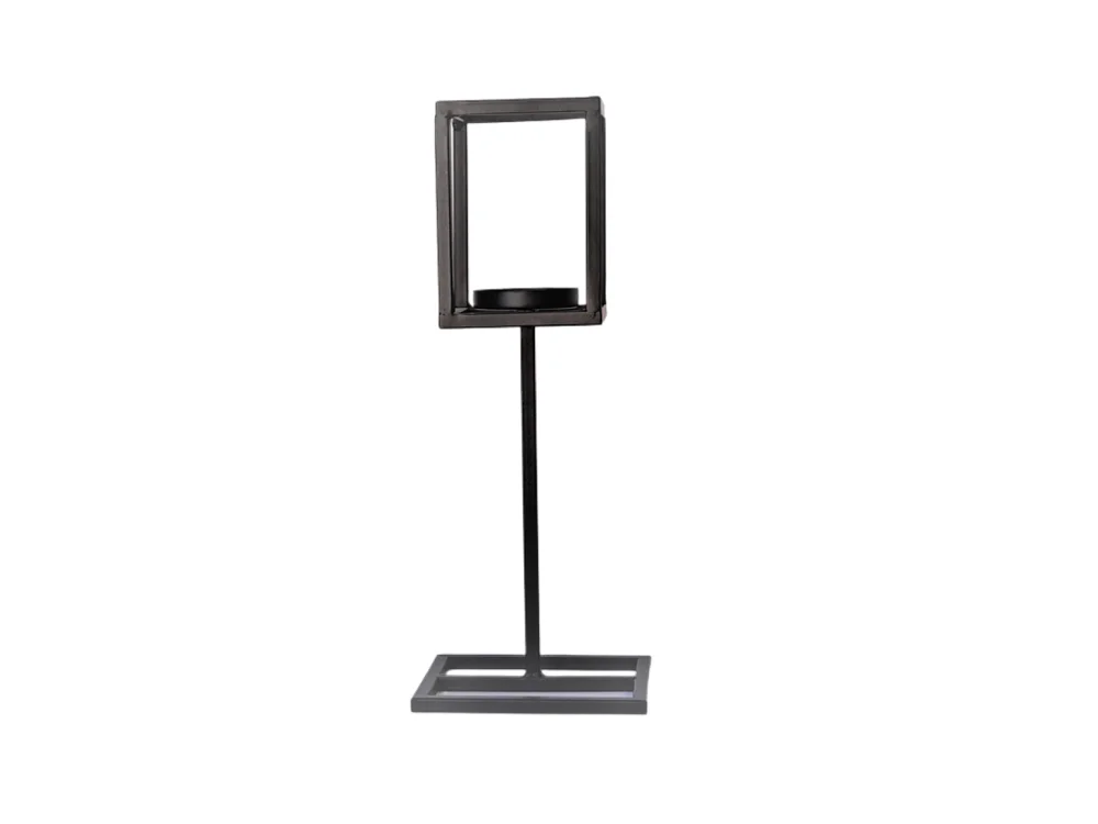 Bougeoir sur pied en métal noir 11 x 11 x 52.5cm