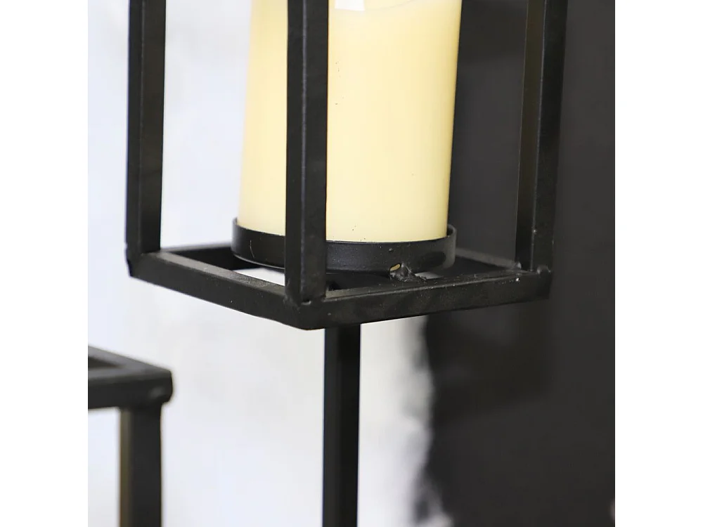 Bougeoir sur pied en métal noir 11 x 11 x 52.5cm