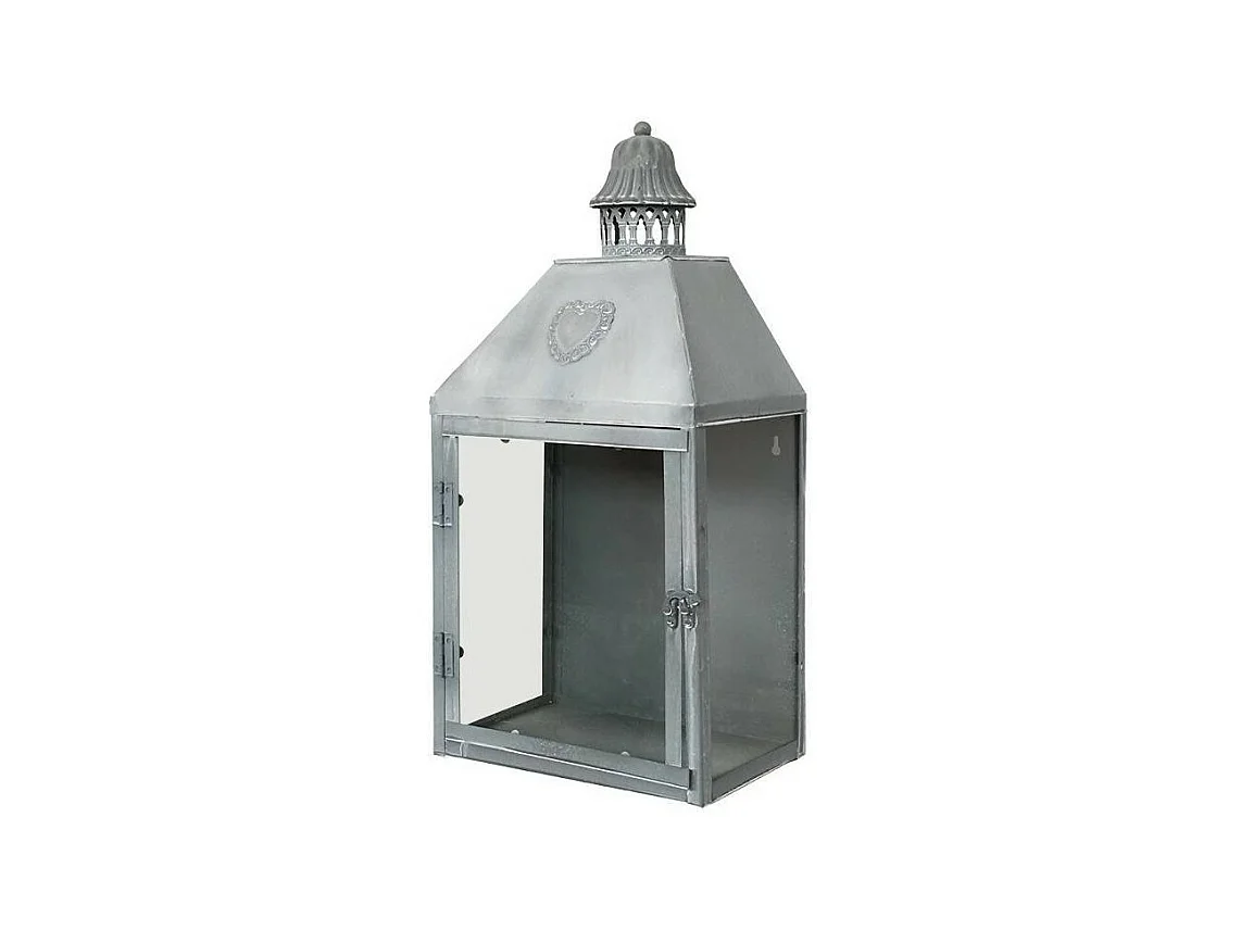 Photophore bougie lanterne extérieur mural métal verre gris 50cm