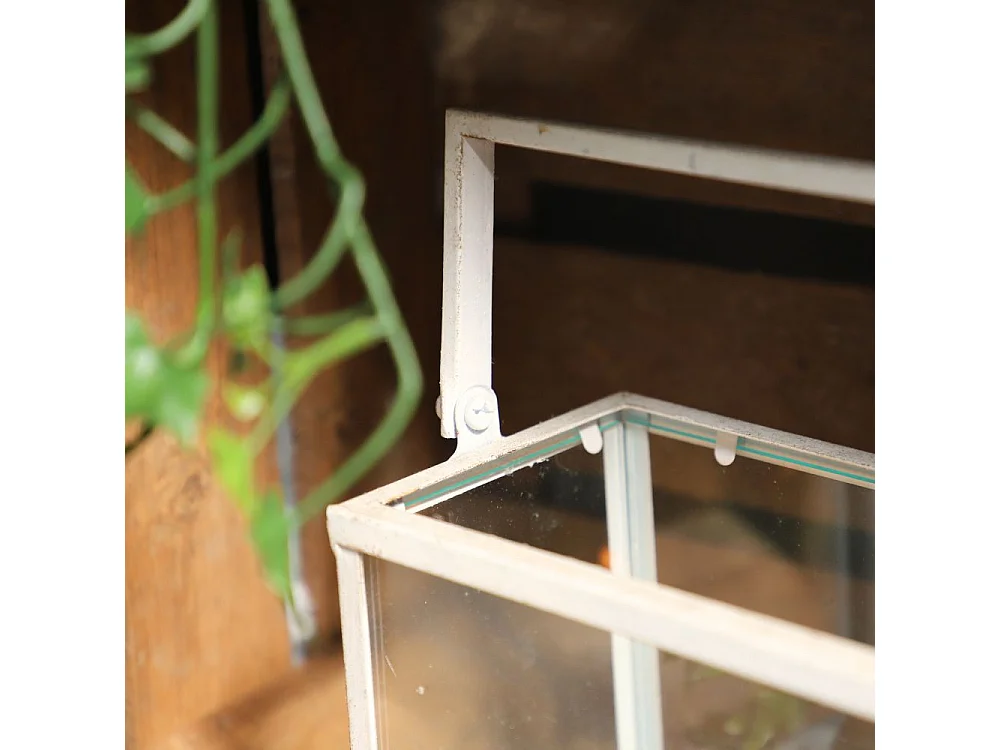 ~Photophore bougie bougeoir Noël rectangle métal verre blanc 23.5cm