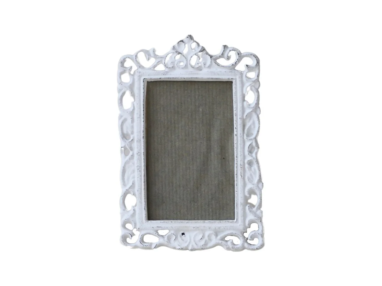 Cadre photo rectangulaire à poser en fonte blanche 15 x 9.5 cm