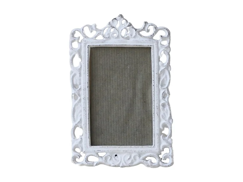 Cadre photo rectangulaire à poser en fonte blanche 15 x 9.5 cm