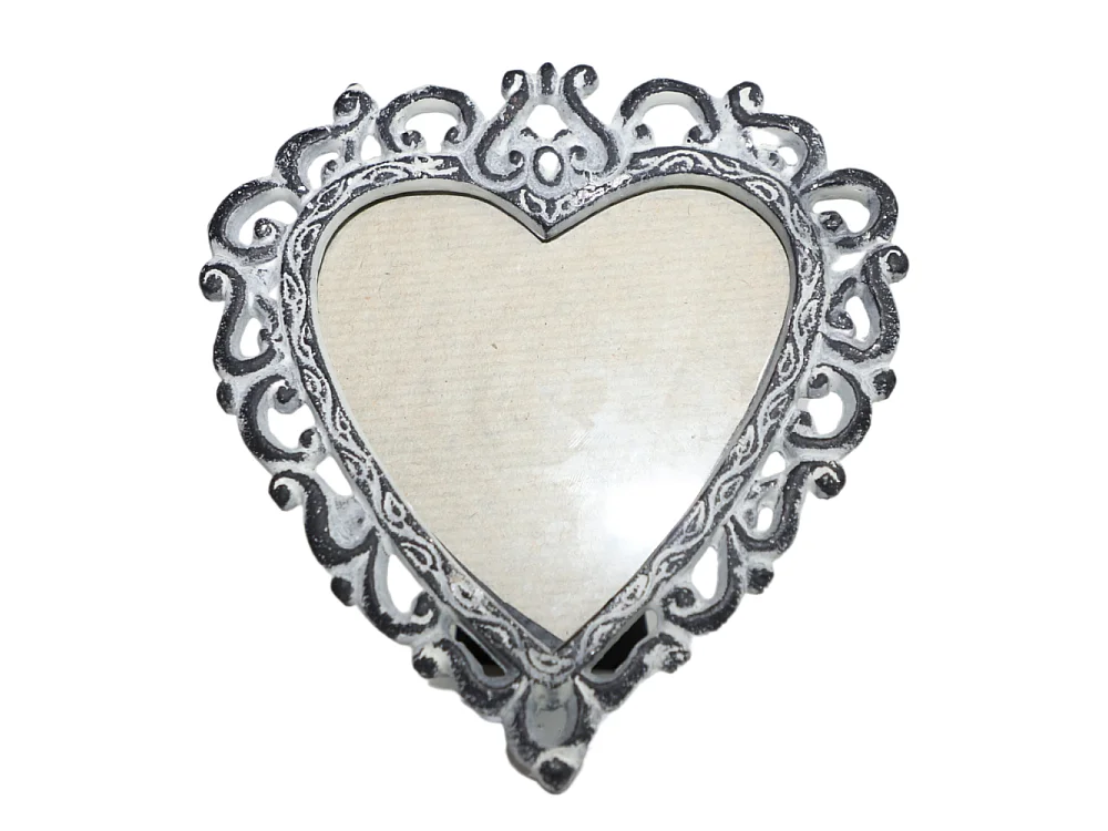 Cadre photo forme coeur en fonte gris 15 x 15 cm
