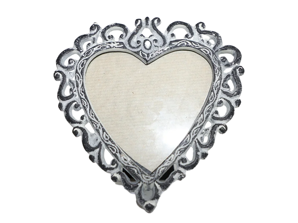 Cadre photo forme coeur en fonte gris 15 x 15 cm