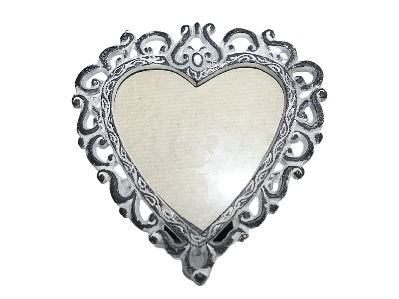 Cadre photo forme coeur en fonte gris 15 x 15 cm