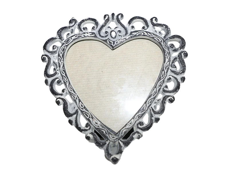 Cadre photo forme coeur en fonte gris 15 x 15 cm