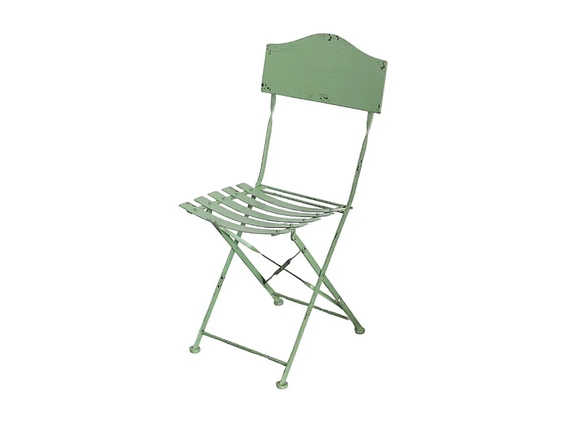 Chaise pliante de jardin extérieur ancien métal vert 88cm