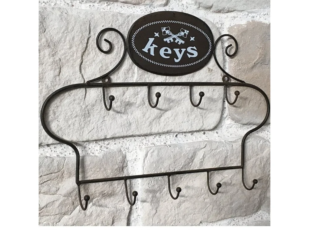 Porte boîte à clés clefs applique murale extérieure métal marron 41cm