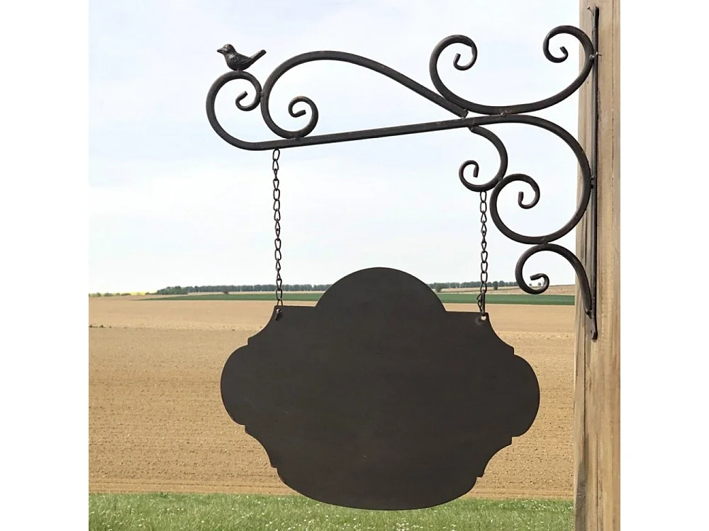 Enseigne plaque de porte écritoire mural jardin métal marron 65x47cm