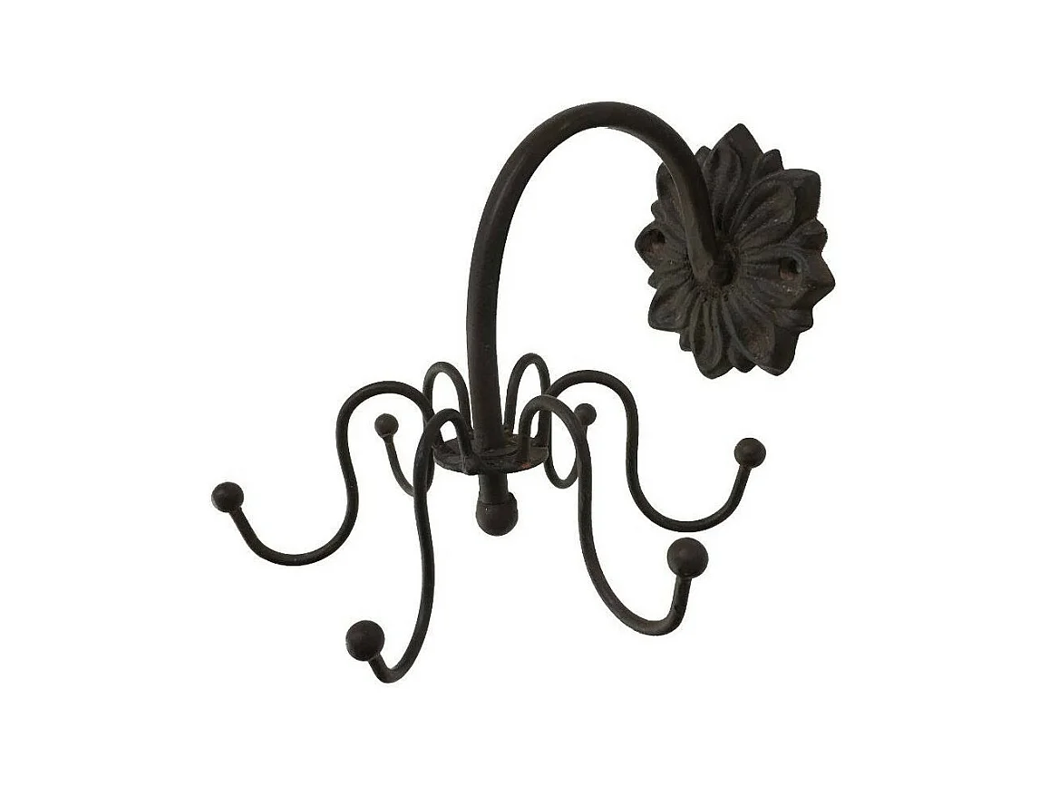 Porte manteaux mural en fonte marron 15 x 20 cm